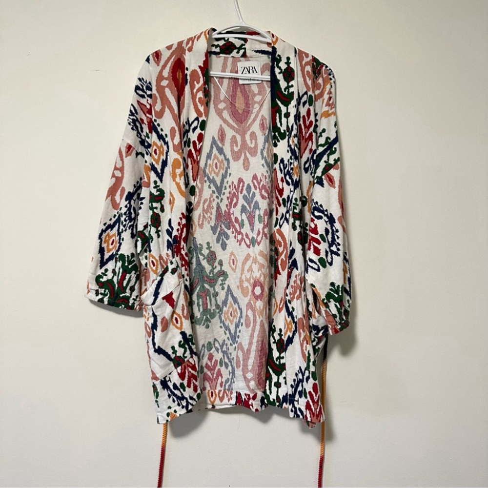 Zara Multicolour Tribal Print Minoi Kimono Size Small - Picture 4 of 11